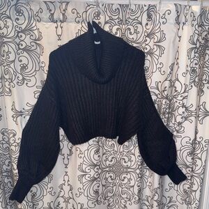Urban Outfitters Charcoal Cropped Turtleneck